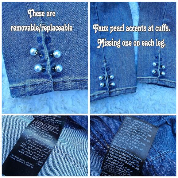 Split Hem Jeans WHBM Size 6 Crop Mid Rise Stretch Denim Cropped Skinny Pearl - Picture 6 of 10